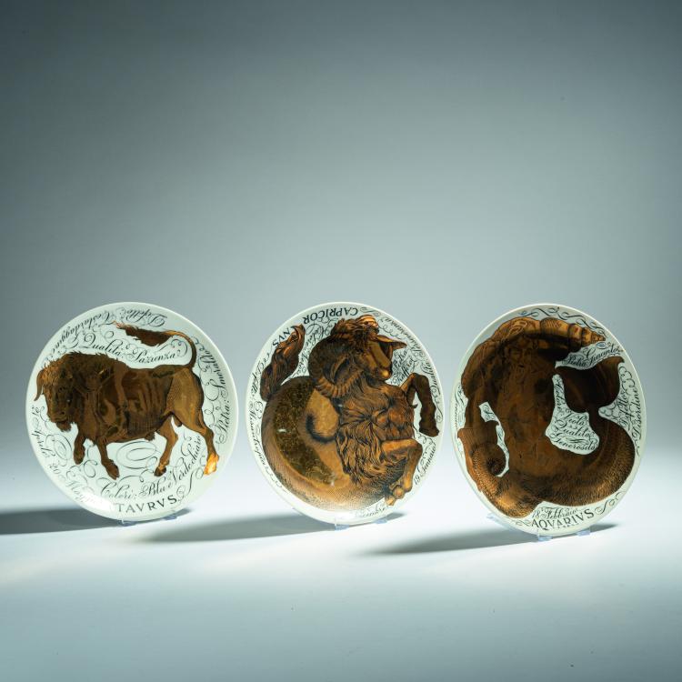 Hauptbild zu Objekt, Set of three 'Gli influssi astrali' plates, 1964-68, Piero Fornasetti, Fornasetti, Mailand, 152A 222