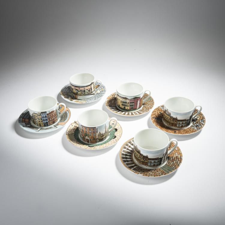 Bild 1 zu Objekt, Set of six cups and saucers 'Citta d'Italia', 1990s, Piero Fornasetti, Rosenthal, Selb, 152A 237