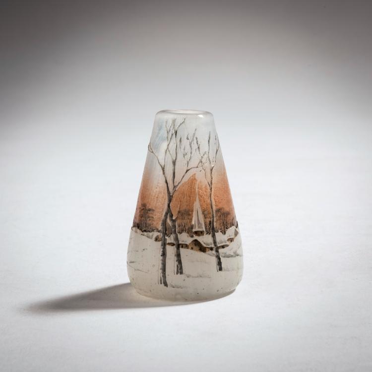 Hauptbild zu Objekt, Miniaturvase 'Hiver, Delft', um 1899, Daum Fr&egrave;res, Nancy, 153B 108