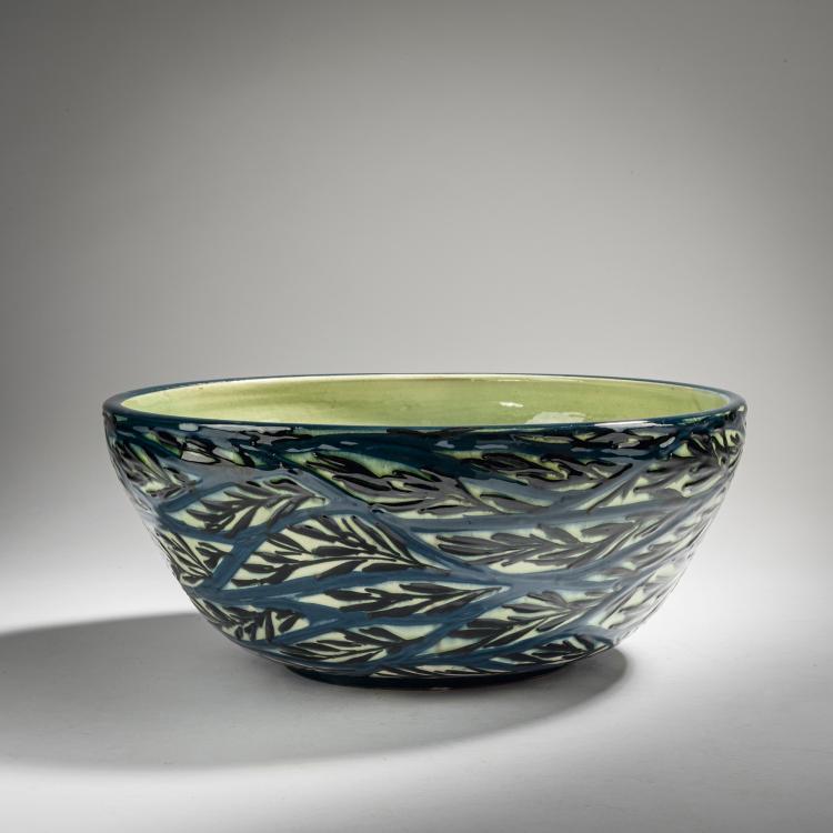 Hauptbild zu Objekt, Bowl 'Branch', 1921-23, Max Laeuger, Karlsruhe, Majolikamanufaktur, 153C 550