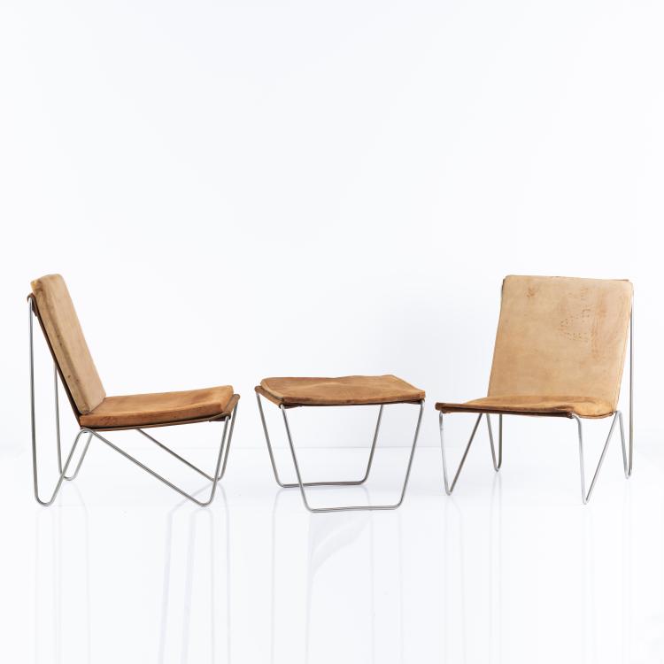 Bild 2 zu Objekt, Set of two lounge chairs and one stool 'Bachelor chair' - '3350', 1953, Verner Panton, Hansen, Fritz, Kopenhagen, 152B 427