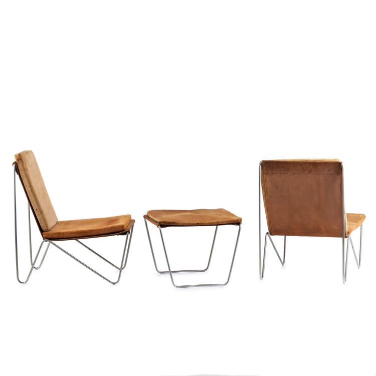 Bild 3 zu Objekt, Set of two lounge chairs and one stool 'Bachelor chair' - '3350', 1953, Verner Panton, Hansen, Fritz, Kopenhagen, 152B 427