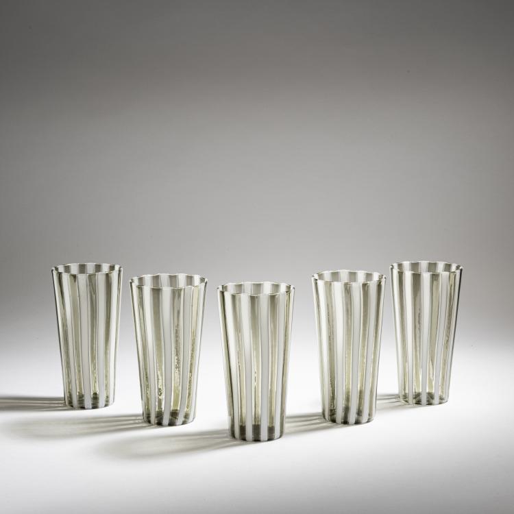 Hauptbild zu Objekt, Five 'A fasce' tumblers, 1946/47, Gio Ponti, Venini & C., Murano, 152C 632