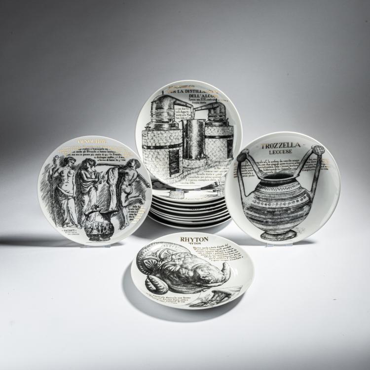 Hauptbild zu Objekt, Set of twelve plates for Martini & Rossi, 1960/70s, Piero Fornasetti, Fornasetti, Mailand, 152A 215