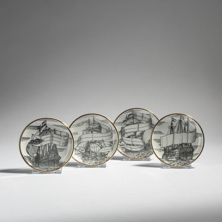 Bild 2 zu Objekt, Set of four coaster 'Velieri', 1960s, Piero Fornasetti, Fornasetti, Mailand, 152A 216