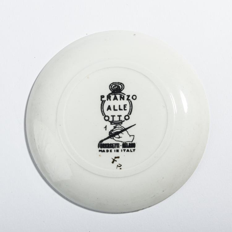 Bild 1 zu Objekt, Zwei Untersetzer 'Pranzo alle otto', 1960er Jahre, Piero Fornasetti, Fornasetti, Mailand, 152A 226
