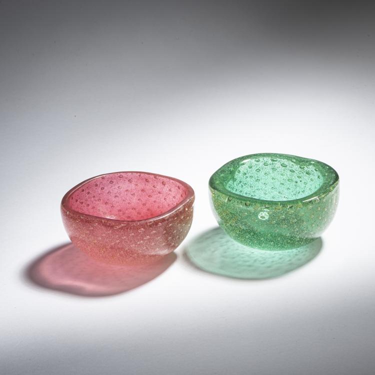 Hauptbild zu Objekt, Two bowls 'Sommerso a bollicine', c. 1934, Carlo Scarpa, Venini & C., Murano, 152C 621