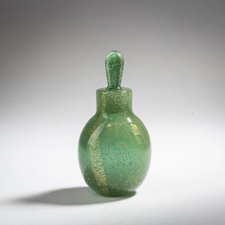 Hauptbild zu Objekt, 'Sommerso a bollicibe' bottle with plug, 1934-36, Carlo Scarpa, Venini & C., Murano, 152C 616