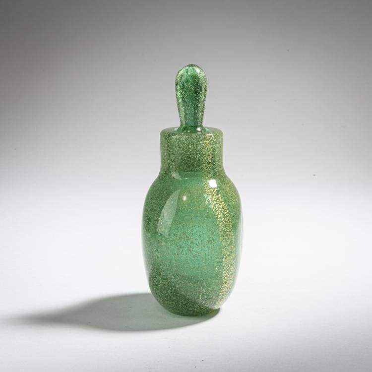 Bild 1 zu Objekt, 'Sommerso a bollicibe' bottle with plug, 1934-36, Carlo Scarpa, Venini & C., Murano, 152C 616