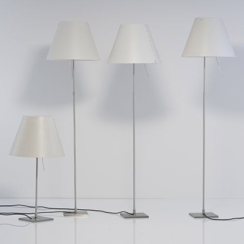 Set of three floor lamps and a table light 'Costanza', 1986