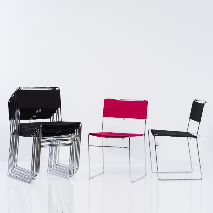 Hauptbild zu Objekt, 12 Stapelst&uuml;hle 'Delfina', 1974, Enzo Mari, Driade, Caorso; Robots, Italien, 152A 294