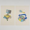 Set of two art prints 'Radio and Tape Recorder' and 'Television', 1981