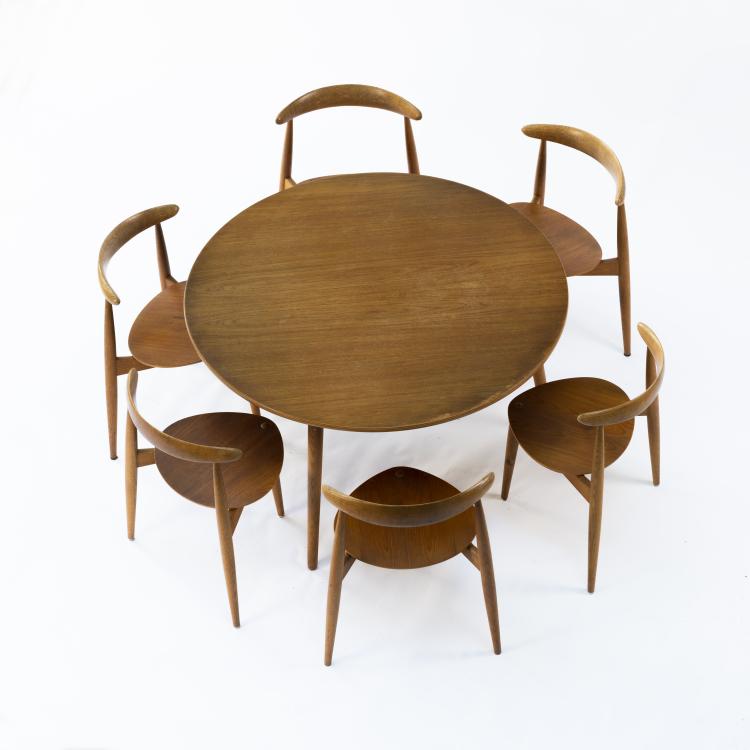 Bild 1 zu Objekt, Tisch '4602' mit sechs St&uuml;hlen '4103', 1952, Hans J. Wegner, Fritz Hansen, Aller&oslash;d, 152B 423