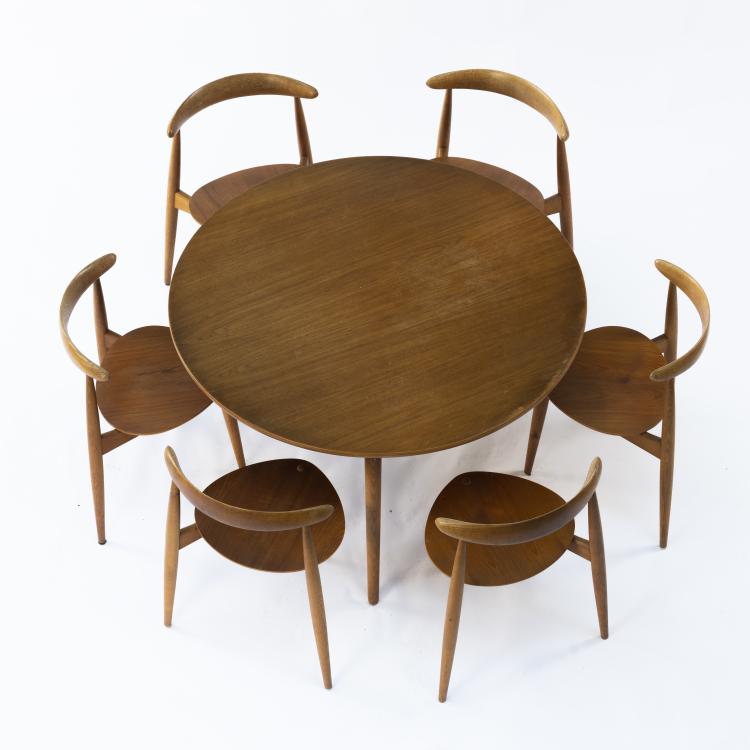 Bild 2 zu Objekt, Tisch '4602' mit sechs St&uuml;hlen '4103', 1952, Hans J. Wegner, Fritz Hansen, Aller&oslash;d, 152B 423