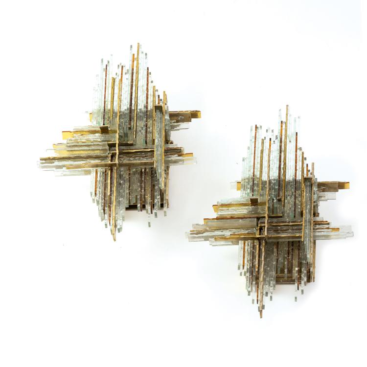 Hauptbild zu Objekt, Zwei Wandleuchten, um 1965, Albano Poli, Poliarte, Verona, 152A 180