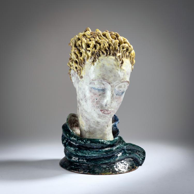 Hauptbild zu Objekt, Head with blond hair, c. 1920, Hedwig Schmidl, Wiener Werkst&auml;tte, 153C 480
