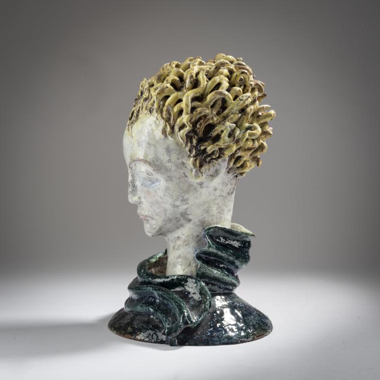 Bild 3 zu Objekt, Head with blond hair, c. 1920, Hedwig Schmidl, Wiener Werkst&auml;tte, 153C 480