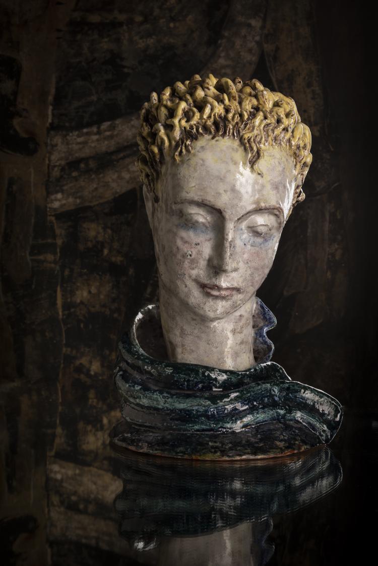 Bild 6 zu Objekt, Head with blond hair, c. 1920, Hedwig Schmidl, Wiener Werkst&auml;tte, 153C 480