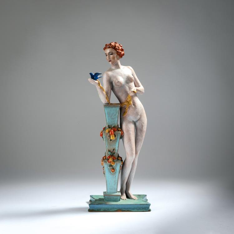 Hauptbild zu Objekt, Nude with a bird, c. 1930, Keramos, Wien, 153C 527