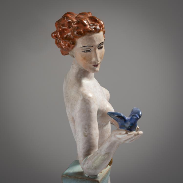 Bild 3 zu Objekt, Nude with a bird, c. 1930, Keramos, Wien, 153C 527