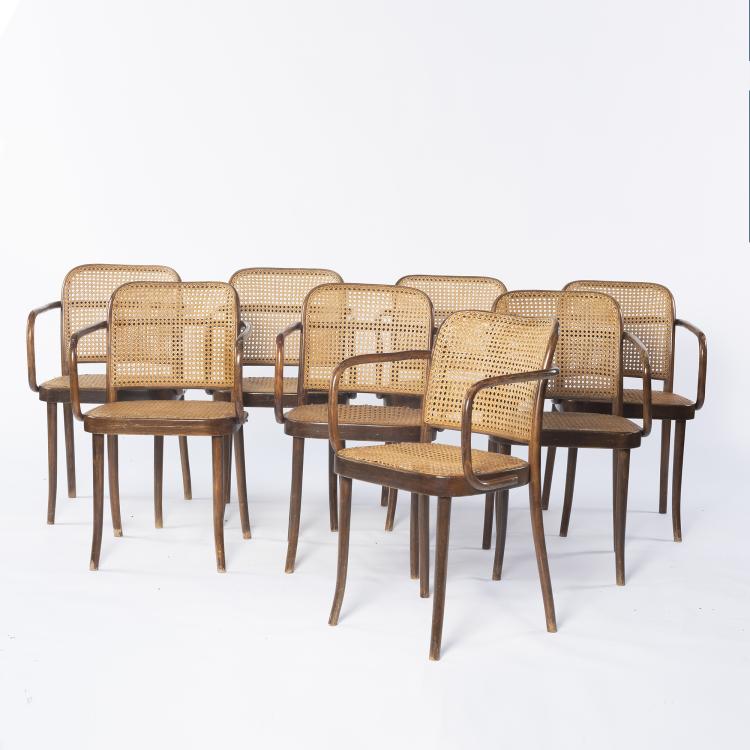 Bild 1 zu Objekt, Eight 'Prague' chairs '8114', 1930s, Josef Frank,Oswald Haerdtl,Josef Hoffmann, FMG, Polen, 152B 361