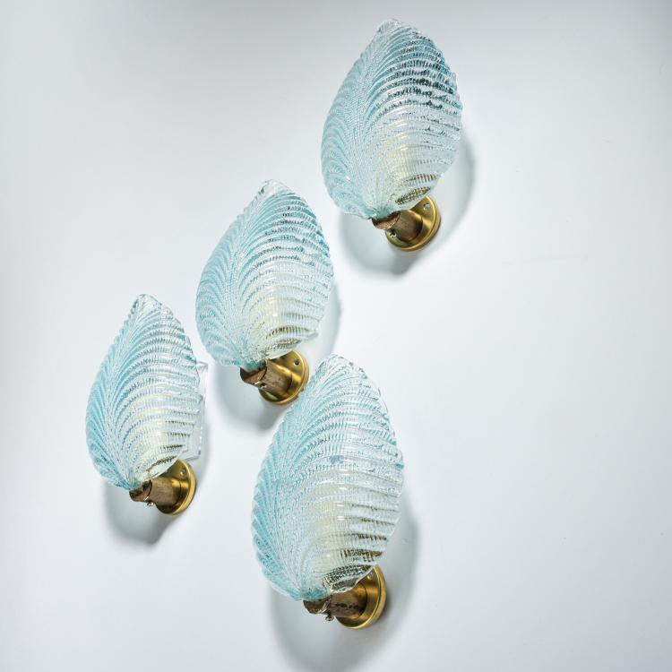 Hauptbild zu Objekt, Vier Wandappliquen 'Costolato', 1940er Jahre, Barovier & Toso, Murano, 152A 94