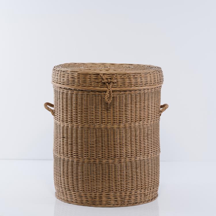 Hauptbild zu Objekt, Korbtonne mit Deckel, um 1965, Italien, 152A 182