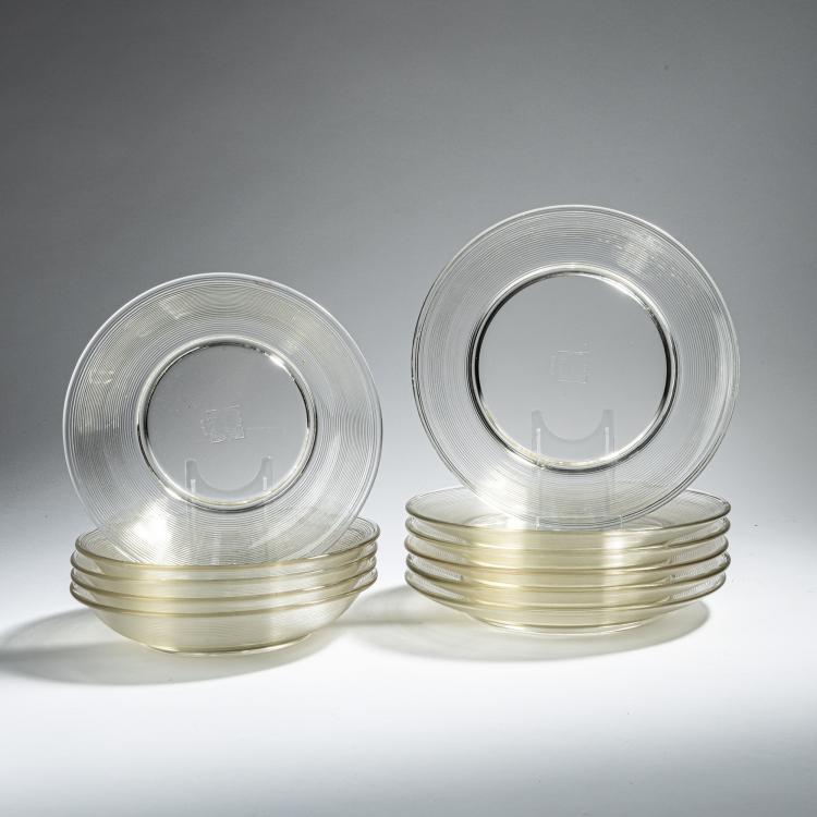 Hauptbild zu Objekt, Set of five soup plates and six dinner plates, 1931, Wilhelm Wagenfeld, Jenaer Glaswerke Schott & Gen., 152B 474