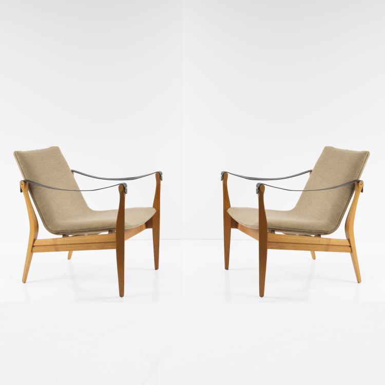 Hauptbild zu Objekt, Two easy chairs '4305', 1963, Ebbe Clemmensen,Karen Clemmensen, Fritz Hansen, Aller&oslash;d, 155B 520