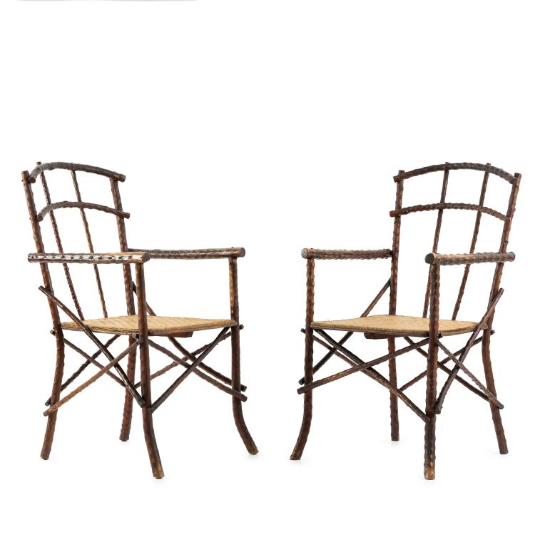 Hauptbild zu Objekt, Set of two armchairs, 1910s, &Ouml;sterreich (zugeschrieben), 152B 367