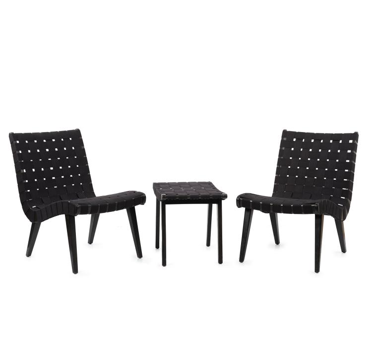 Hauptbild zu Objekt, Set of two lounge chairs and one ottoman 'Vostra', 1941, Jens Risom, Knoll, Walter, Herrenberg, 152B 399