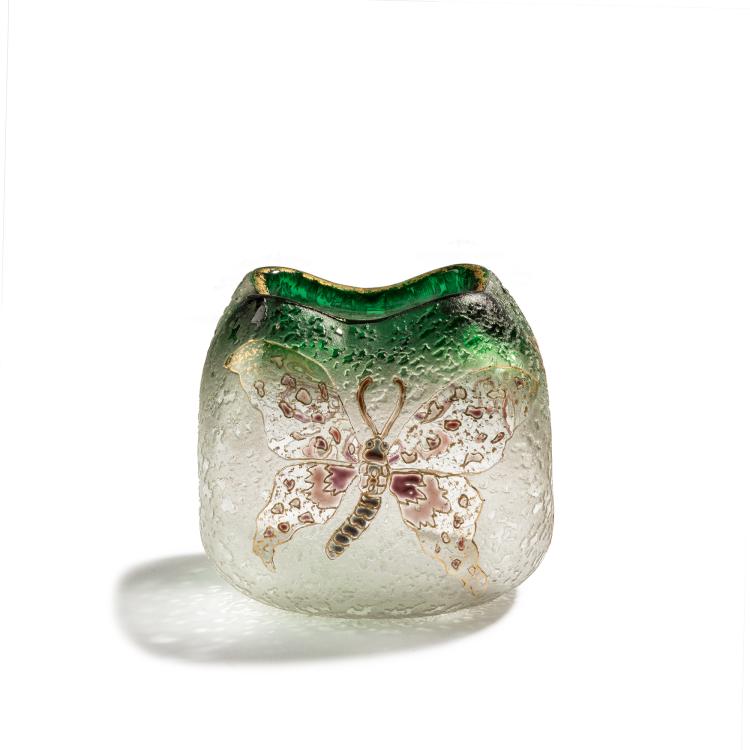 Bild 1 zu Objekt, Vase 'Papillons et fleurons', 1893, Daum Fr&egrave;res, Nancy, 153B 87