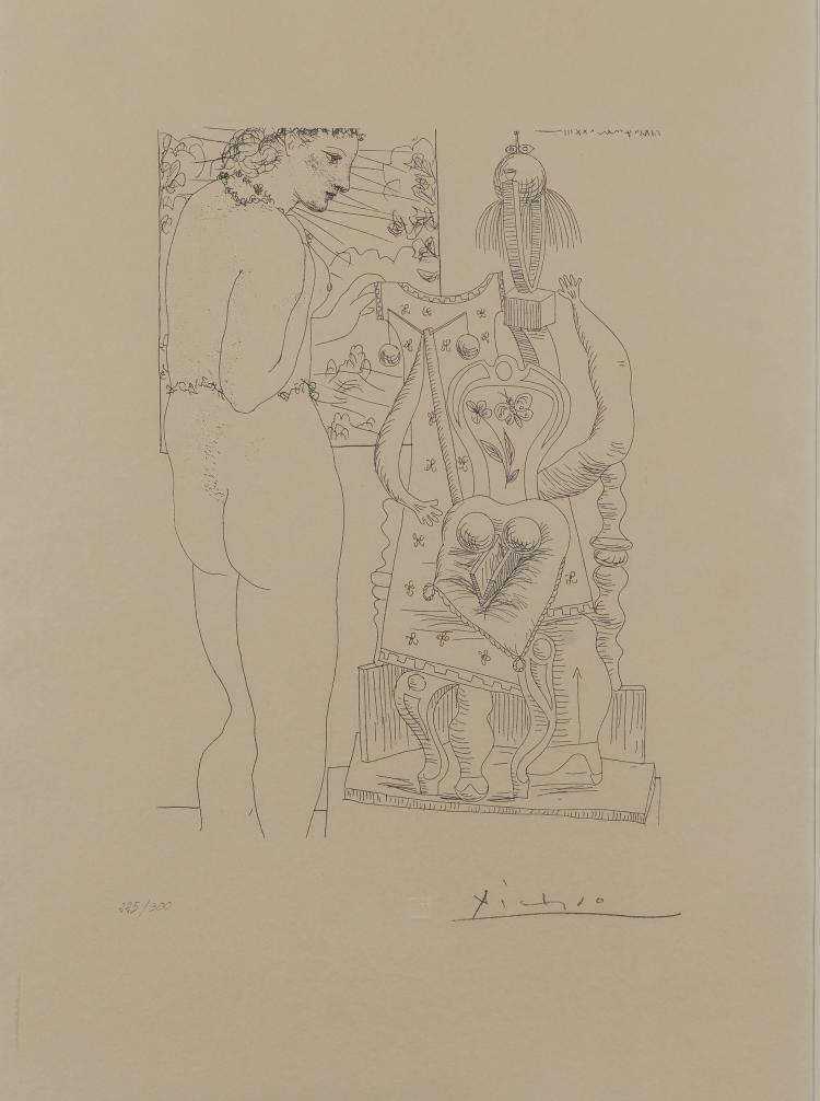 Bild 1 zu Objekt, nach 'Mod&egrave;le et sculpture surr&eacute;aliste' aus: 'Suite Vollard', 1933 (Druck der Lithographie 1990), Pablo Picasso (nach), 154D 397
