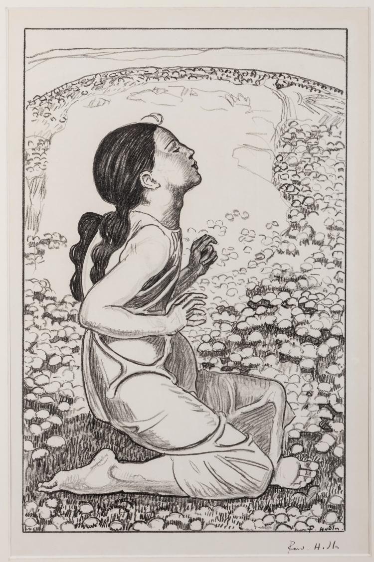 Hauptbild zu Objekt, 'Spring Longing: Girl Kneeling to the Right', 1910c, Ferdinand Hodler, 154D 379