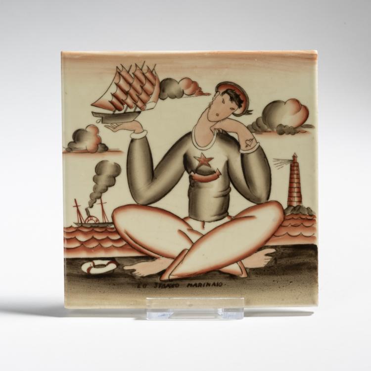 Hauptbild zu Objekt, Tile 'Lo stanco Marinaio', c. 1923, Gio Ponti, Richard-Ginori, Mailand, 155A 78