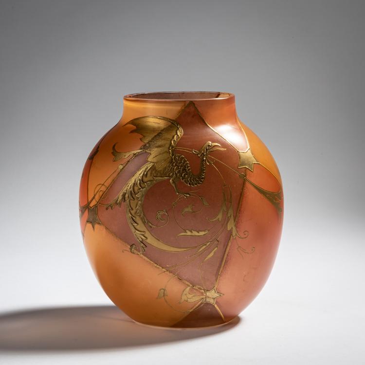 Hauptbild zu Objekt, Vase mit Drache, um 1910, B&ouml;hmen, 153B 337