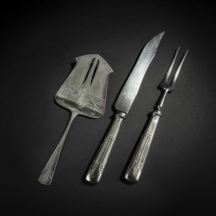 Hauptbild zu Objekt, 3 pieces of serving cutlery '34', c. 1907, Albert Mayer, WMF, Geislingen, 153C 668