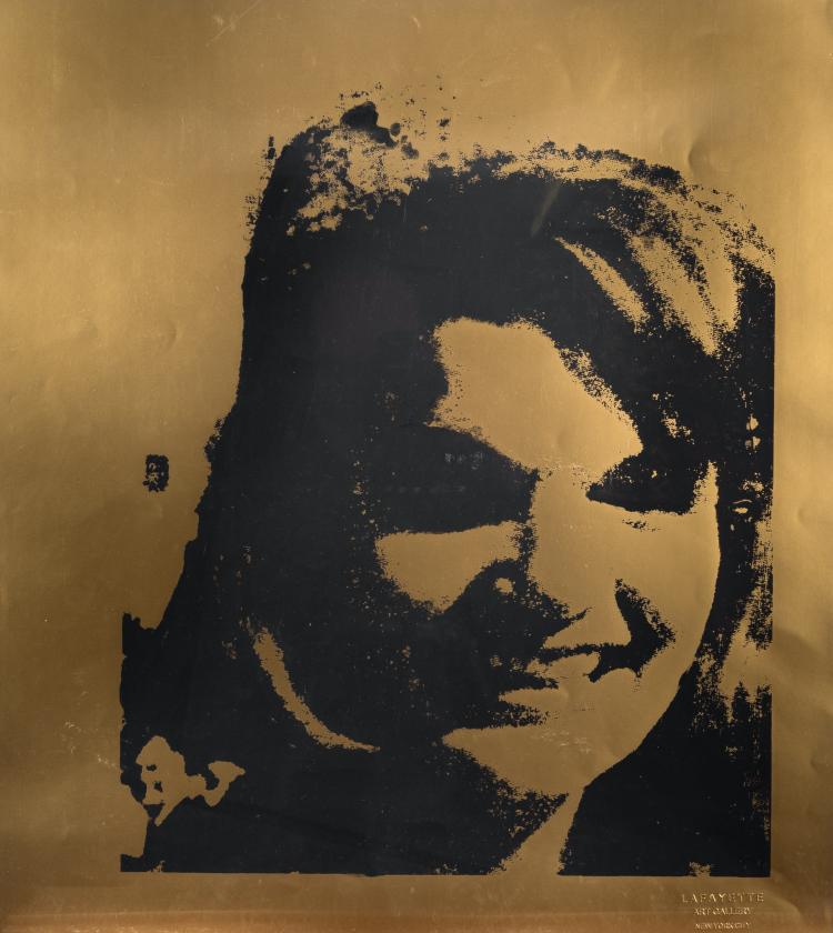 Bild 1 zu Objekt, 2 Exemplare schwarze Serigraphien auf Papier (goldenes Papier und silbernes Papier) 'Jackie I', nach 1966, Andy Warhol, Ed. Lafayette, Art Gallery, New York, 154D 542