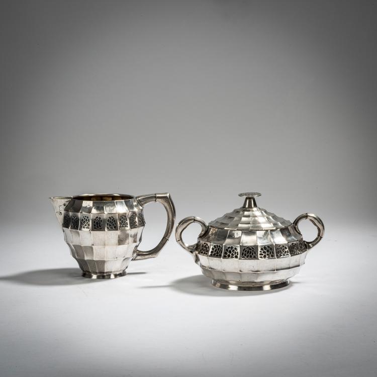 Hauptbild zu Objekt, Sugar bowl and creamer, c. 1907, Franz B&ouml;res, Bruckmann & S&ouml;hne, Heilbronn, 153C 691