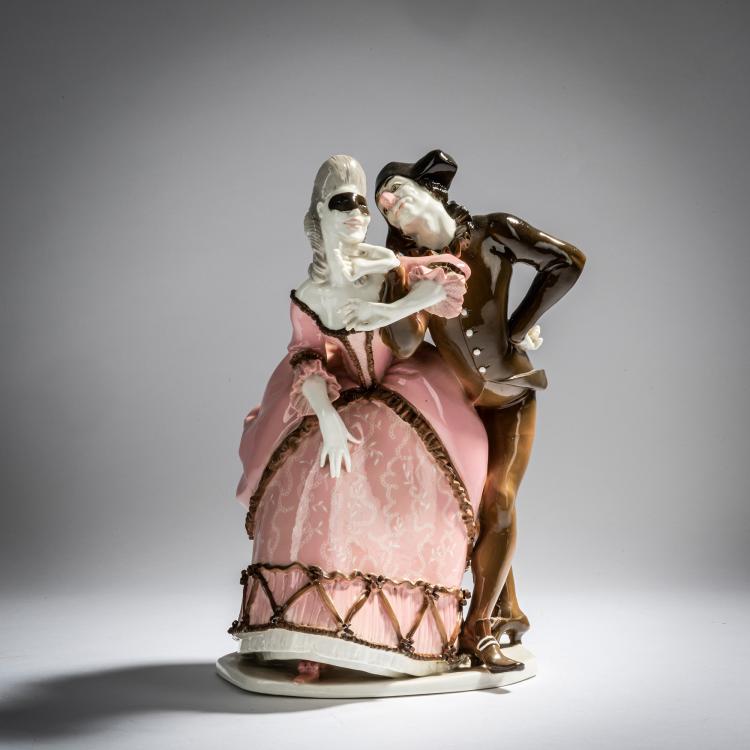 Hauptbild zu Objekt, 'Pierrot and Pierette', 1906, Josef Wackerle, Nymphenburg, KPM, 153C 494