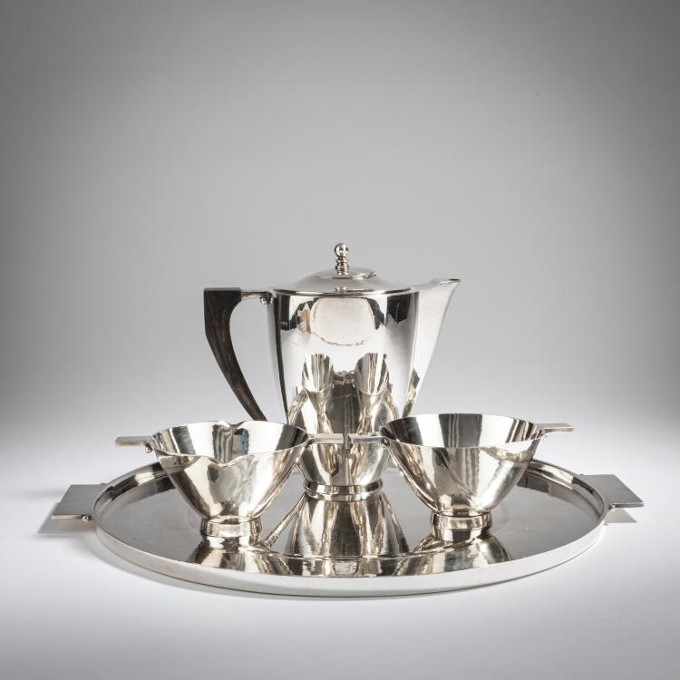 Hauptbild zu Objekt, Coffee service with a tray, 1928, Johan Rohde, Jensen, Georg, Kopenhagen, 154A 22