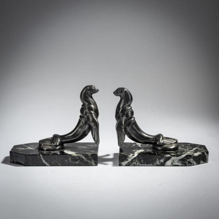 Hauptbild zu Objekt, Set of two 'Otaries' bookends, 1920s, Maurice Fr&eacute;court, Frecourt, Maurice, 153C 639