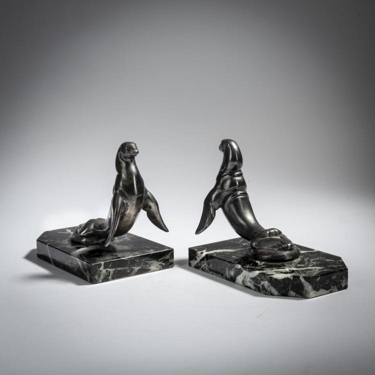 Bild 1 zu Objekt, Set of two 'Otaries' bookends, 1920s, Maurice Fr&eacute;court, Frecourt, Maurice, 153C 639
