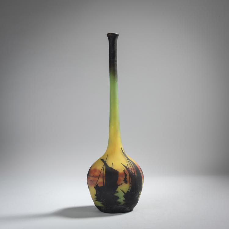 Hauptbild zu Objekt, Berluze 'Voiliers, soleil couchant', 1910, Daum Fr&egrave;res, Nancy, 153B 138