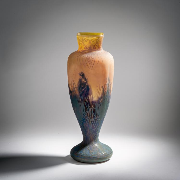 Hauptbild zu Objekt, Gro&szlig;e Vase 'Plumes de pa&ocirc;n', um 1910, Daum Fr&egrave;res, Nancy, 153B 159