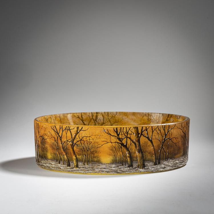 Hauptbild zu Objekt, Gro&szlig;e Jardiniere 'Cr&eacute;puscule neige' oder 'Paysage hiver', um 1906, Daum Fr&egrave;res, Nancy, 153B 128