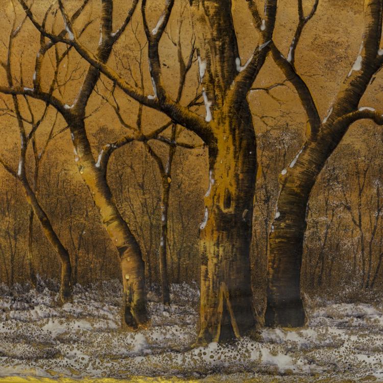 Bild 3 zu Objekt, Gro&szlig;e Jardiniere 'Cr&eacute;puscule neige' oder 'Paysage hiver', um 1906, Daum Fr&egrave;res, Nancy, 153B 128