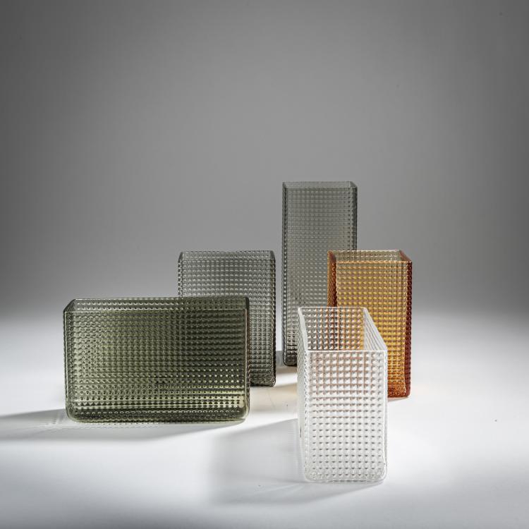 Bild 1 zu Objekt, F&uuml;nf Vasen 'PU 3761', 1960, Sven Palmqvist, Orrefors, Glasbruk, 155B 339