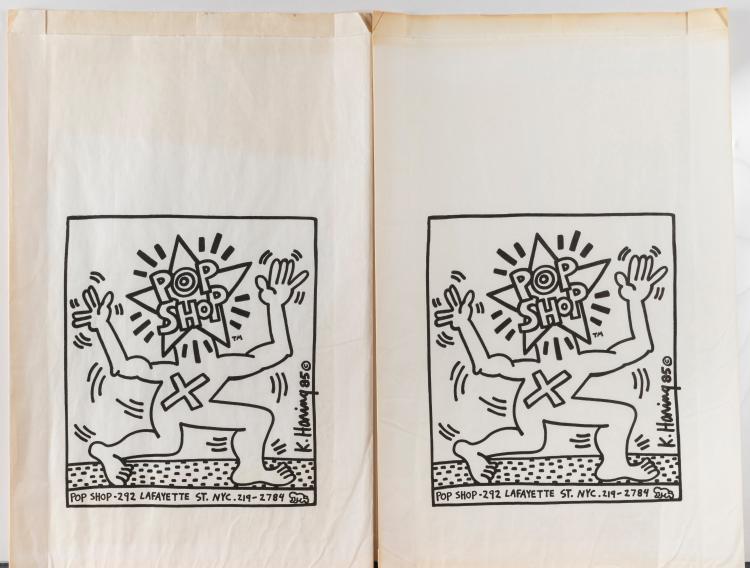Hauptbild zu Objekt, 2 'Pop Shop Shopping Bags', 1980s, Keith Haring, 154D 450