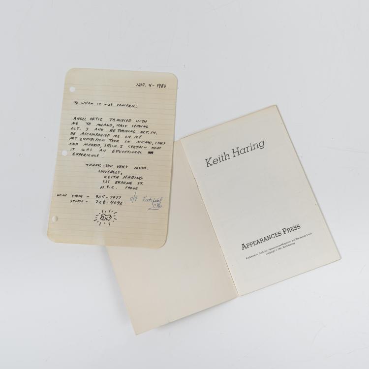 Bild 1 zu Objekt, Autograph: 'To whom it may concern' (Bescheinigung f&uuml;r Angel Ortiz), 4. November 1983, Keith Haring, 154D 452